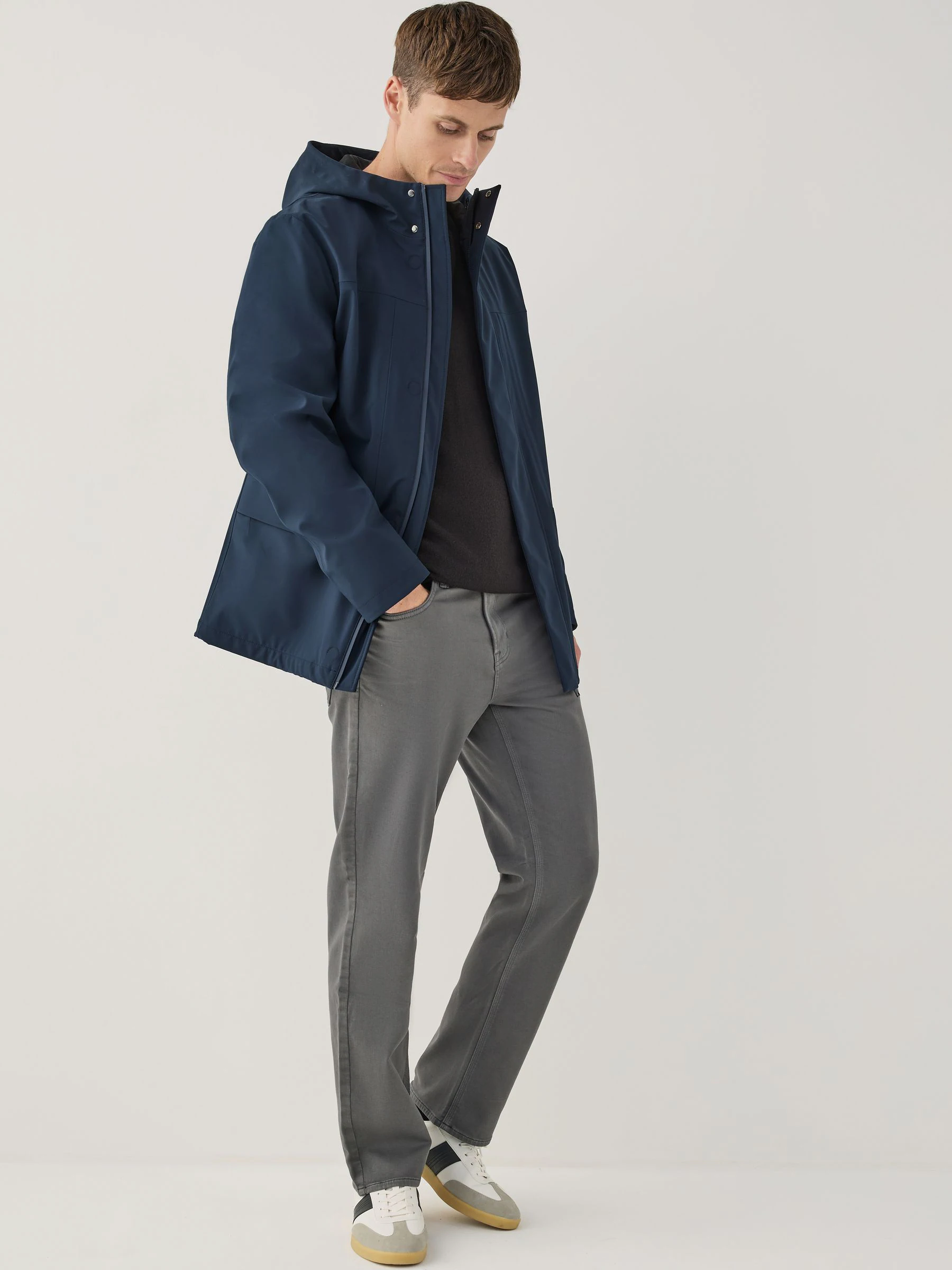 Marineblauw - Drytech Waterdichte Jas met Capuchon en Getapete Naden