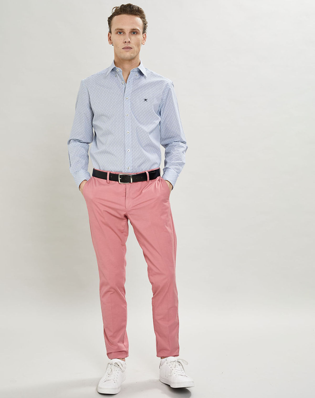 Hackett London Chemise Slim Fit Vague imprimée bleue