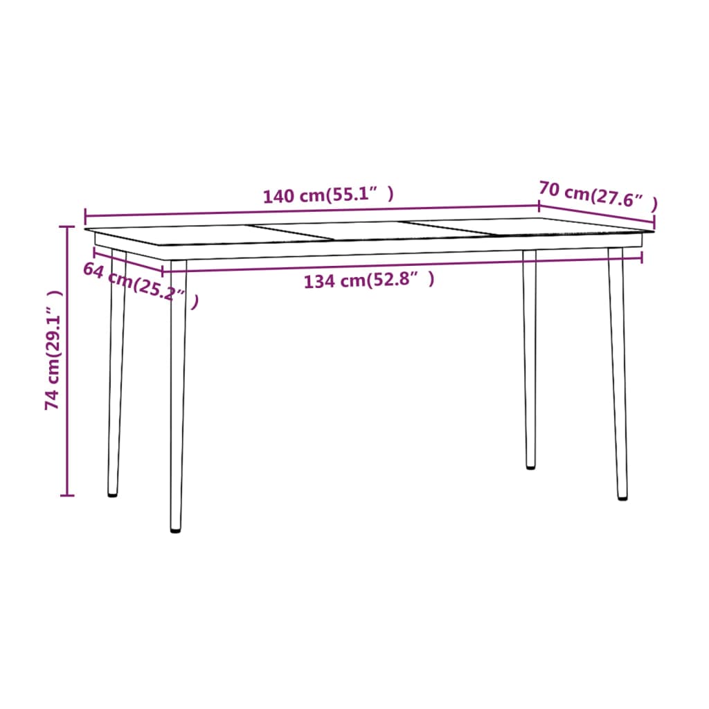 Mobilier de salle à manger de jardin coussins 5 pièces marron/noir