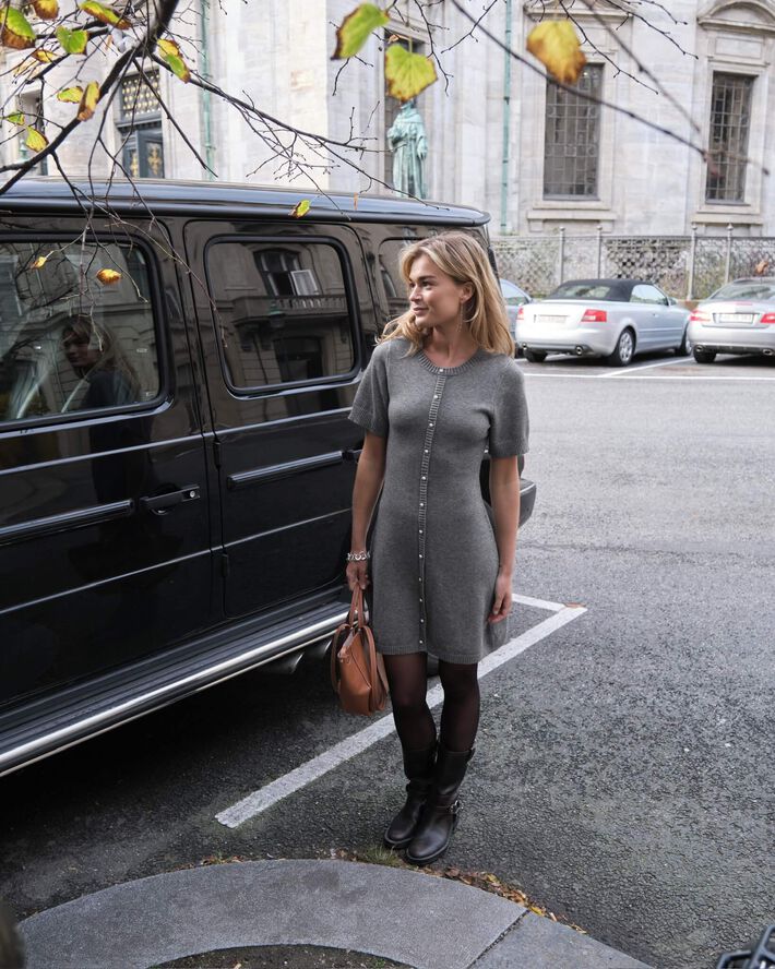 Neo Noir Elise Knit Dress Dark grey melange