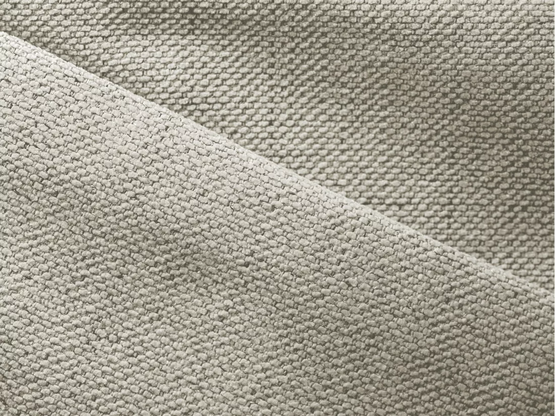 Canapé d'angle panoramique convertible en tissu texturé - beige clair - NANEA