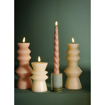 Lumineo wax kaars creme warm wit LED verlichting 23 cm