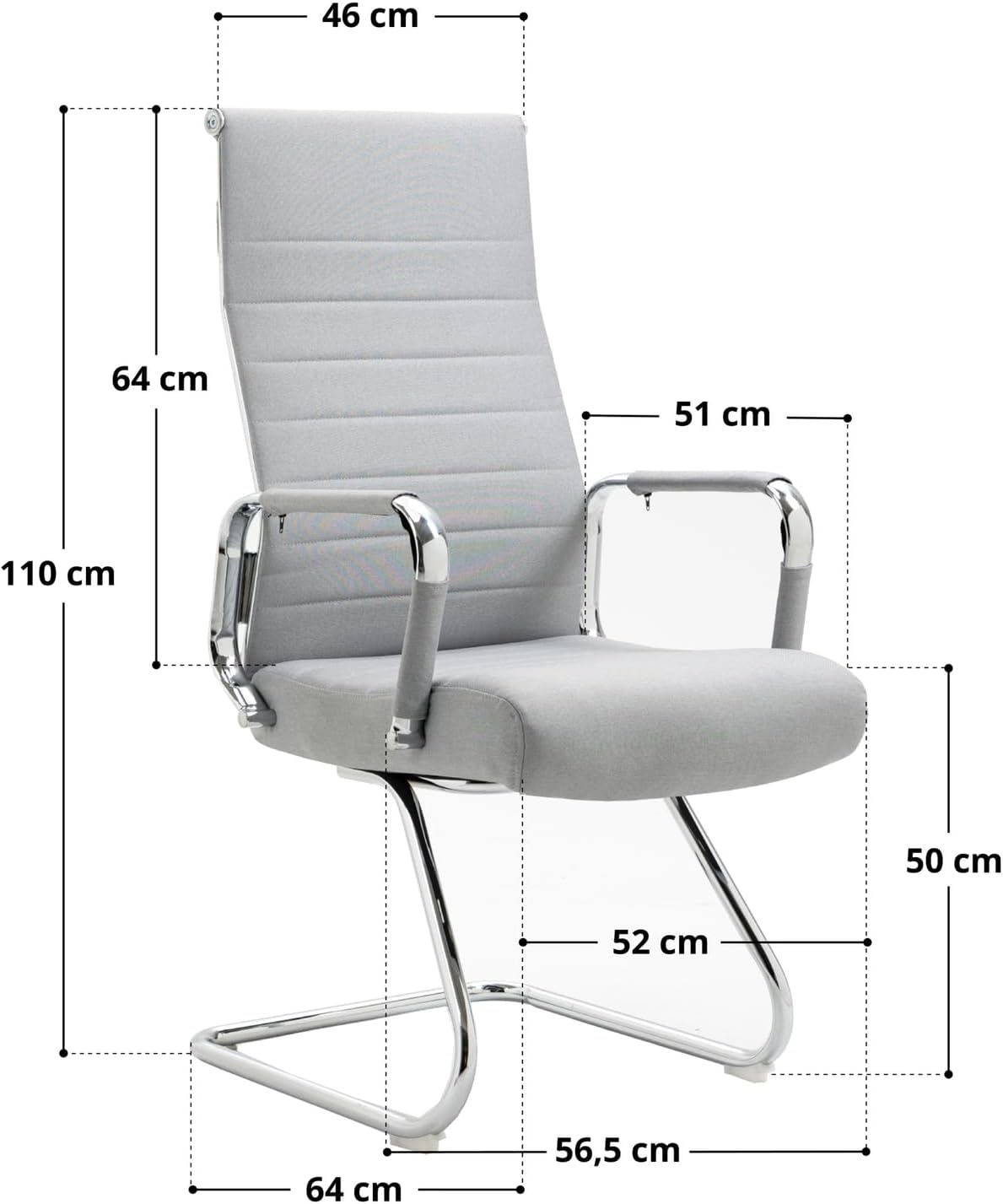 SVITA Office Comfort 2X Besucherstuhl Freischwinger-Stuhl mit Armlehne Konferenzstuhl ohne Rollen Armlehnstuhl Office-Stuhl Stoff Dunkelgrau