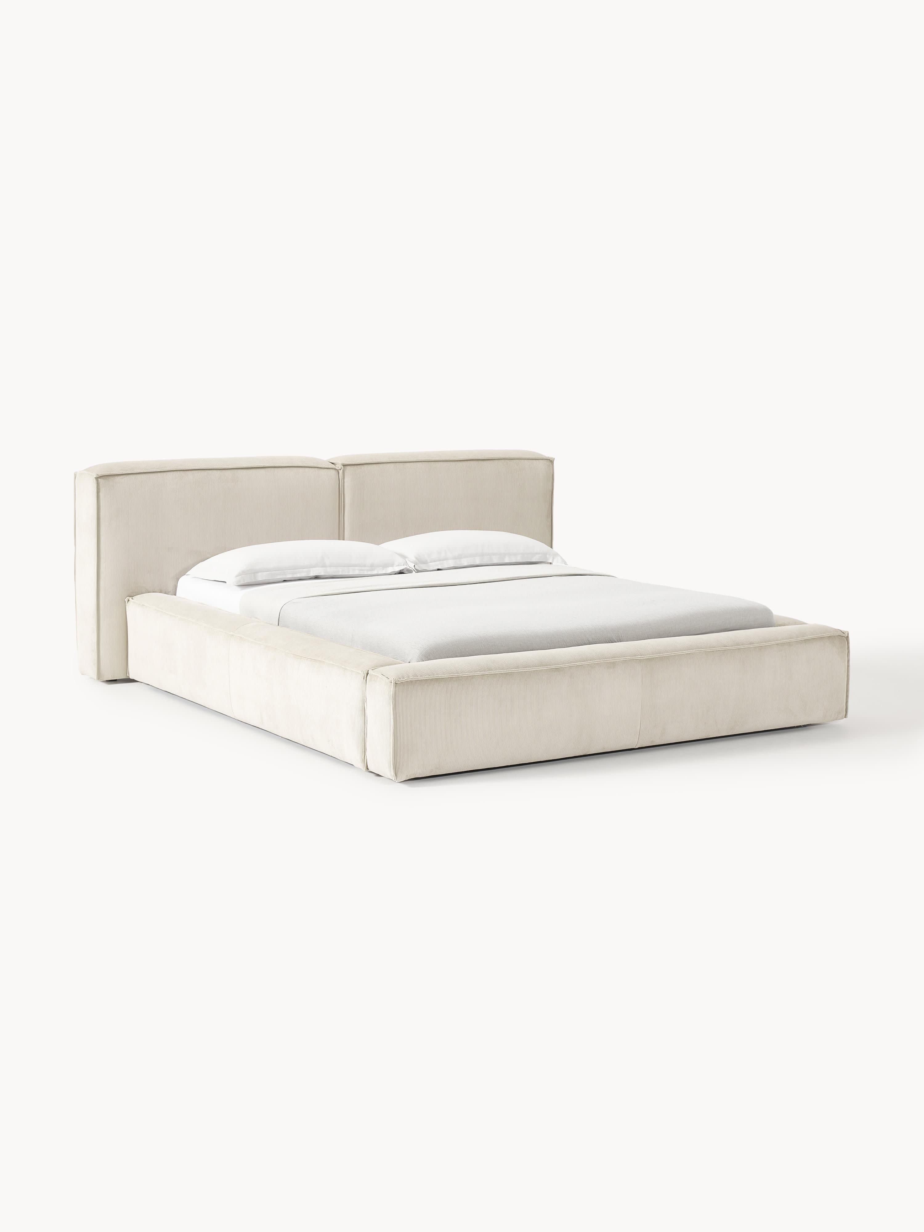Gestoffeerd bed Lennon van corduroy met opbergfunctie