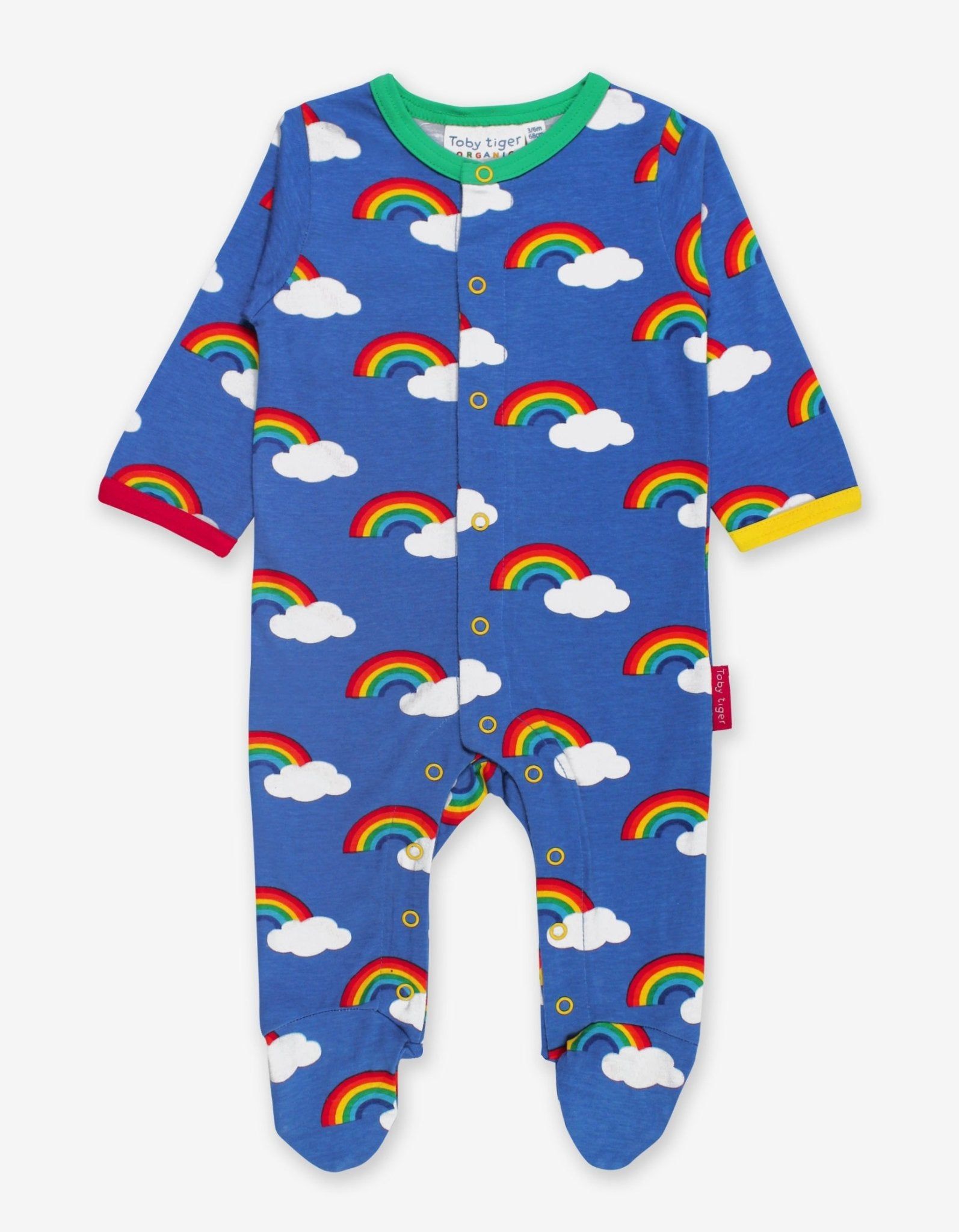 Toby Tiger Schlafanzug mit Regenbogen Print und Füßen