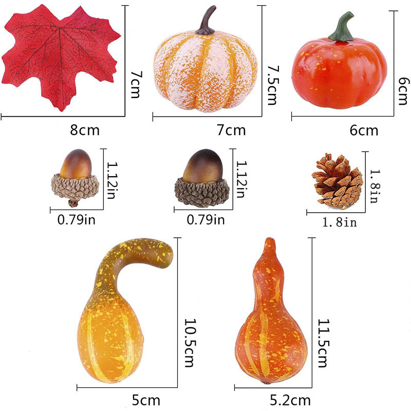 (50-tlg. Set) Herbst Dekoration Thanksgiving Herbst Laub / Kürbis / Eicheln / Tannenzapfen