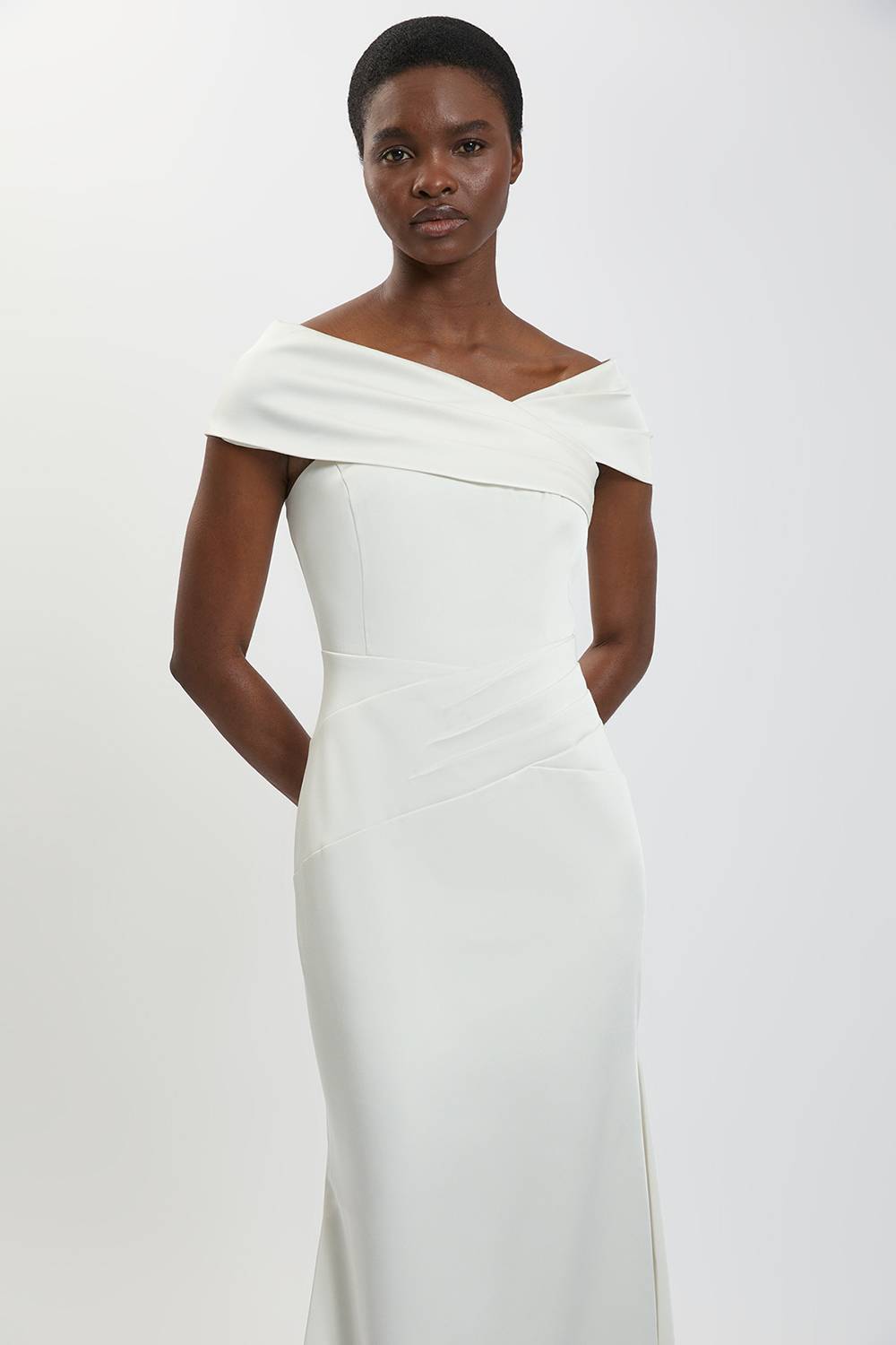 KarenMillen Robe Maxi Fourreau Asymétrique Drapée En Satin Ajusté Petite