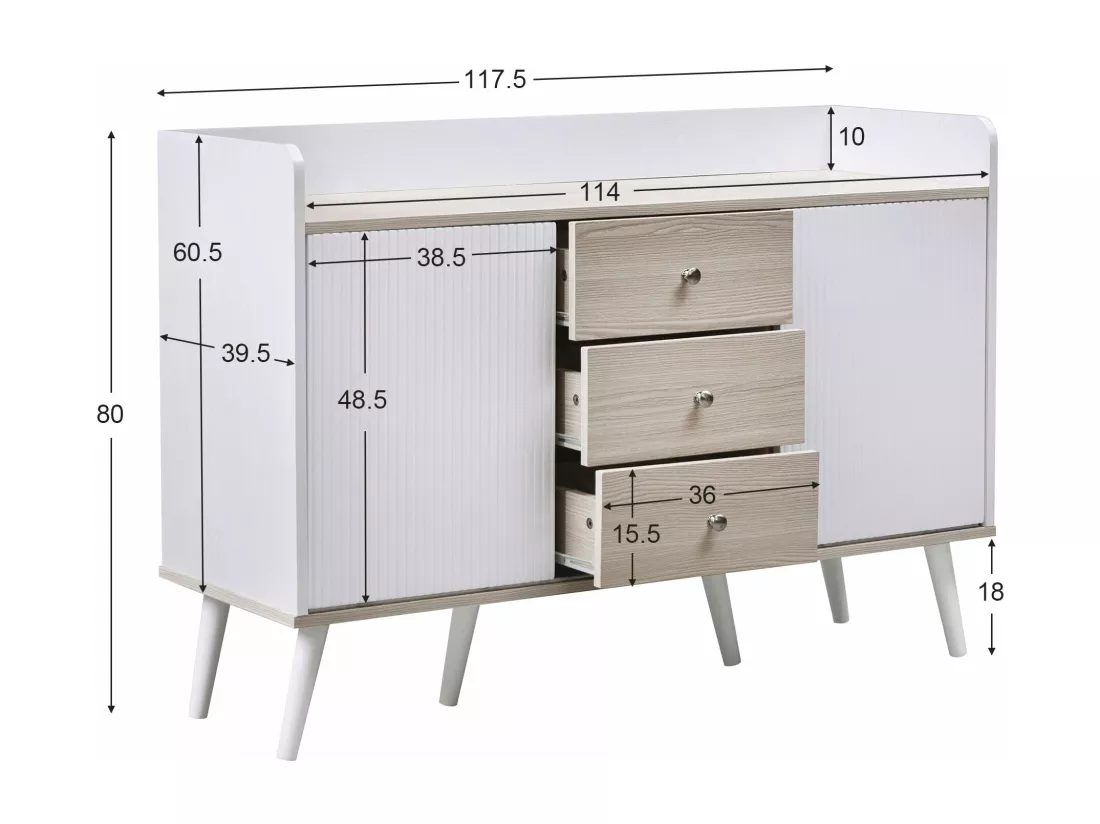 Buffet moderne à trois tiroirs en bois, un,d75cm×h77cm