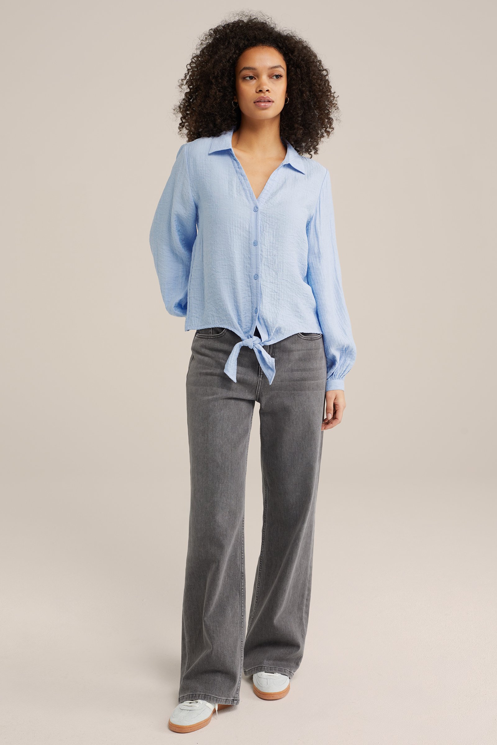 blouse met structuur WE Fashion IJsblauw