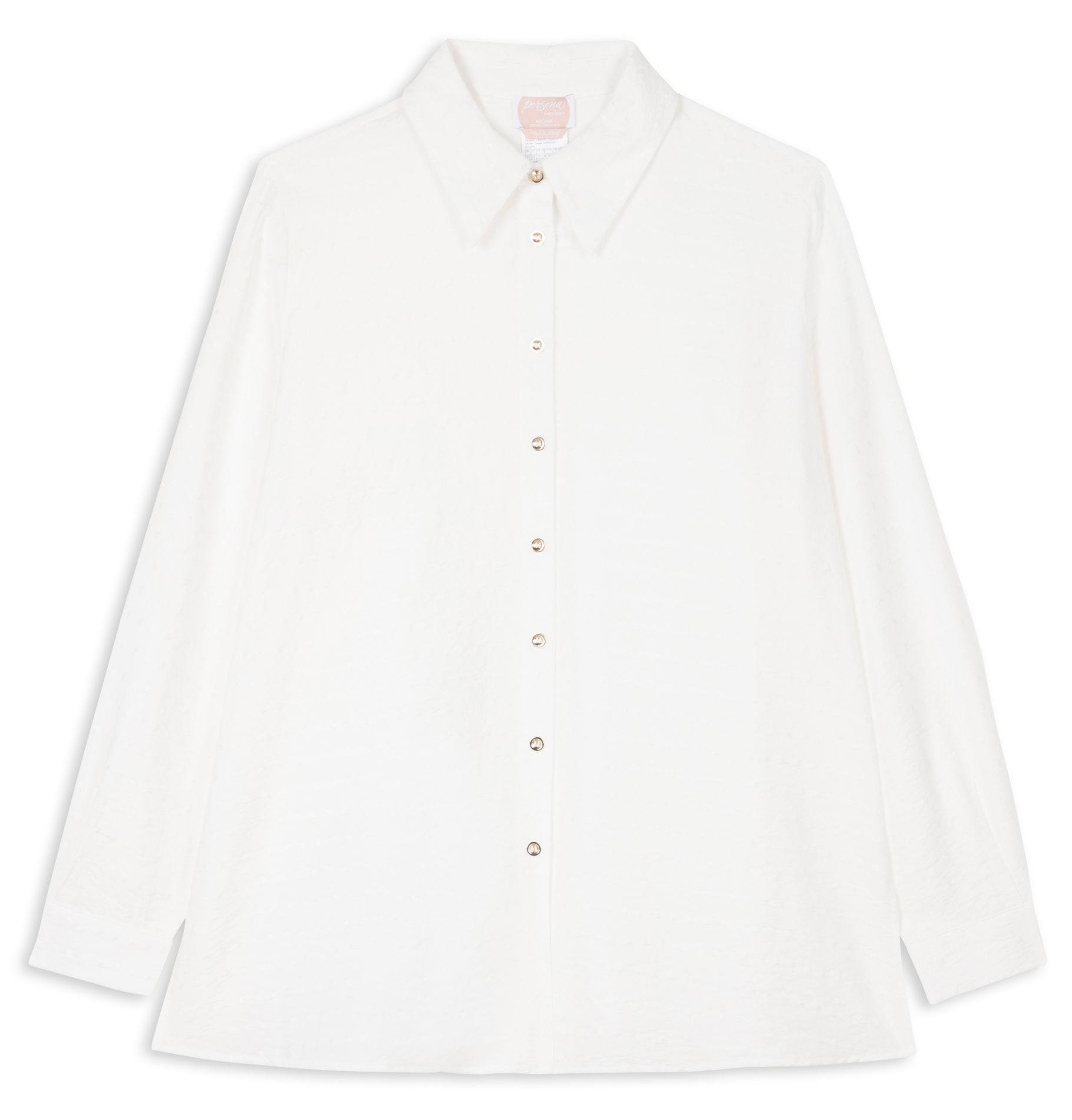 FALESIA - Chemise droite col italien à tissu texturé| Blanc