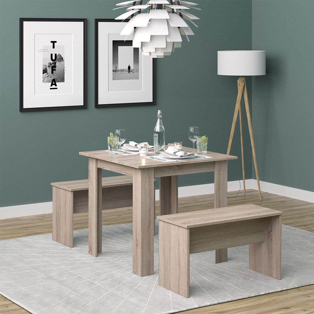 Vicco Tischgruppe Sitzgruppe Esszimmer Sentio Esstisch Sitzbank Sonoma 80 cm