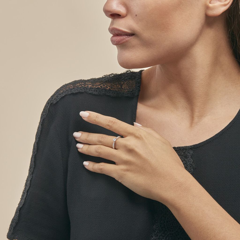 Bague Solitaire Symphonie Or Blanc Diamant