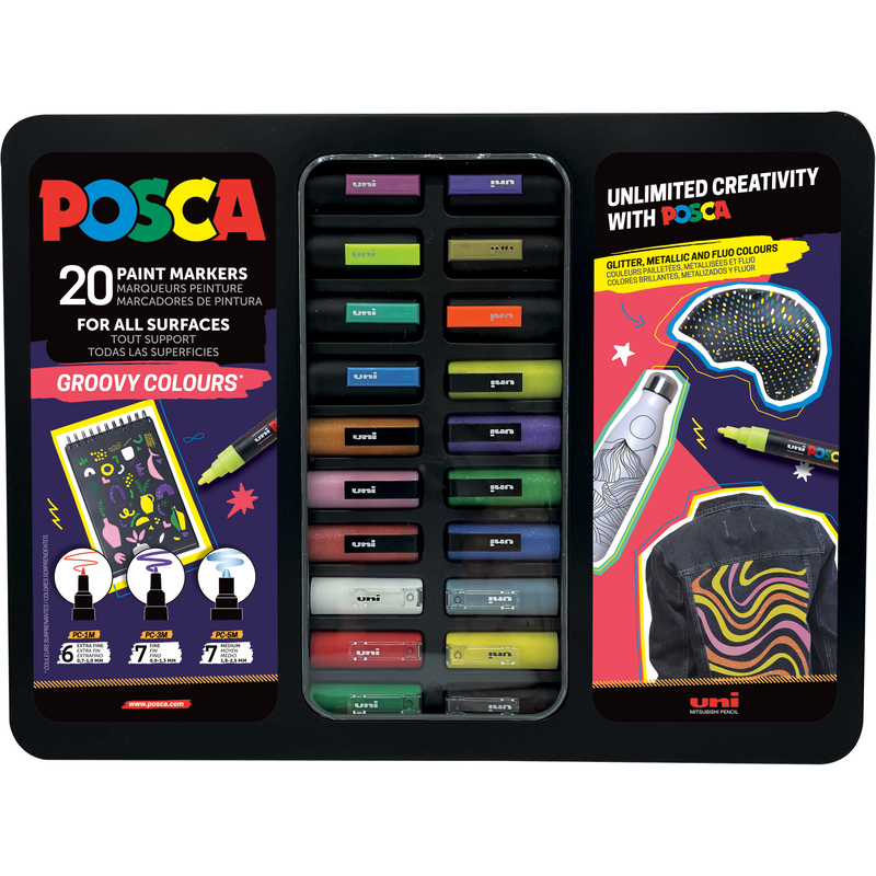 Uni-Ball Posca Marker TIN20-GROOVY01, 20 Stück, assortiert