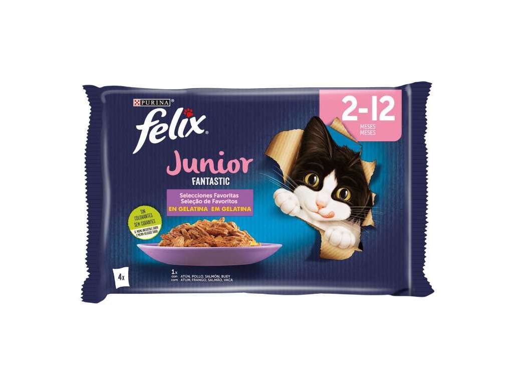 COMIDA HÚMIDA PARA GATO FELIX FANTASTIC JÚNIOR 4X85G