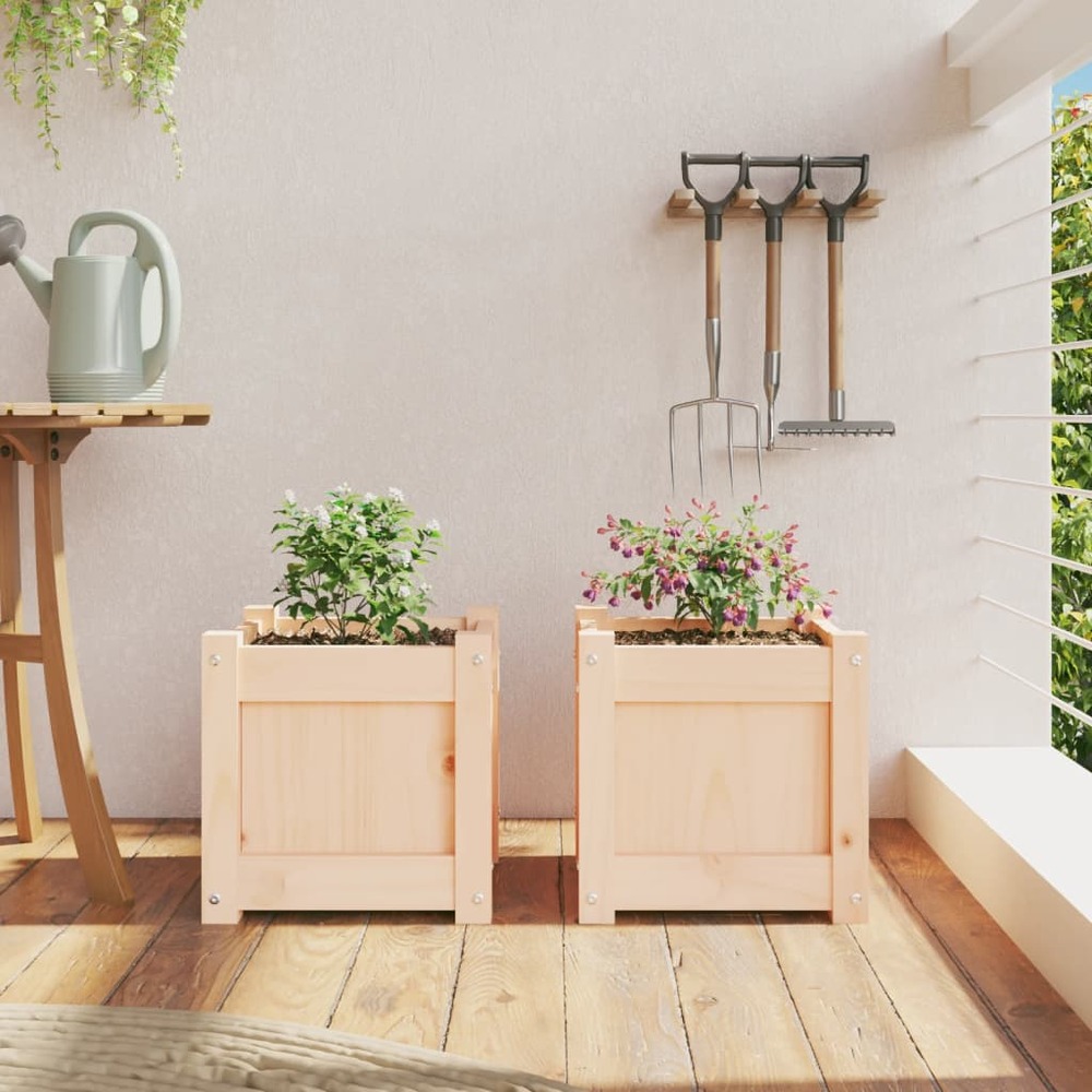 Jardinières 2 pcs bois de pin massif