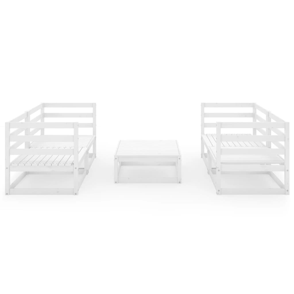 Salon de jardin meuble d'extérieur ensemble de mobilier 5 pièces blanc bois de pin massif