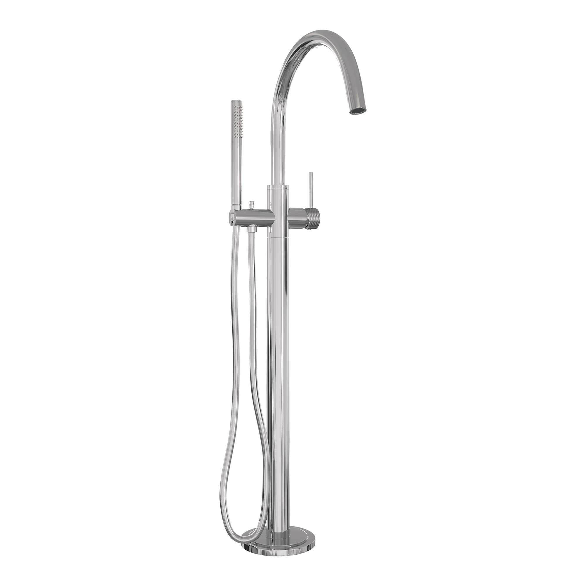 Brauer Chrome Carving vrijstaande badmengkraan met staafhanddouche chroom