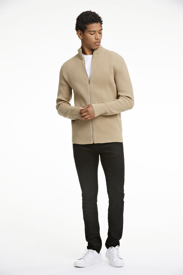 Lindbergh Knitted zip cardigan Stone