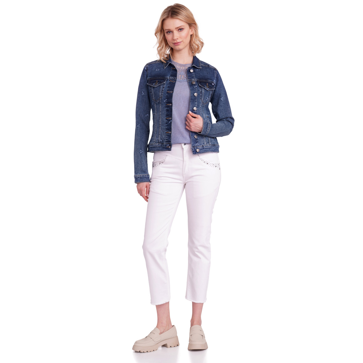 Gina Damen Jeansjacke in Denim-Optik blau