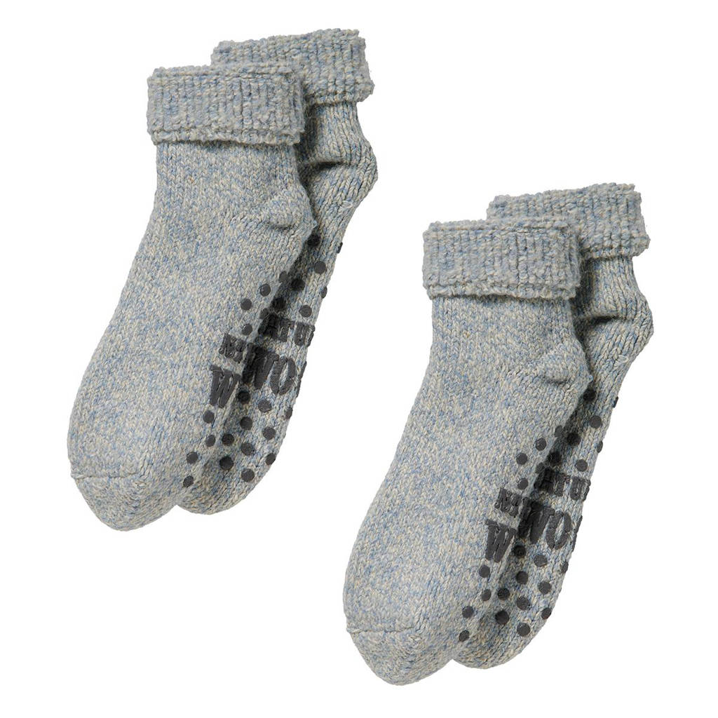 Apollo gemeleerde huisssokken - set van 2 grijs/blauw