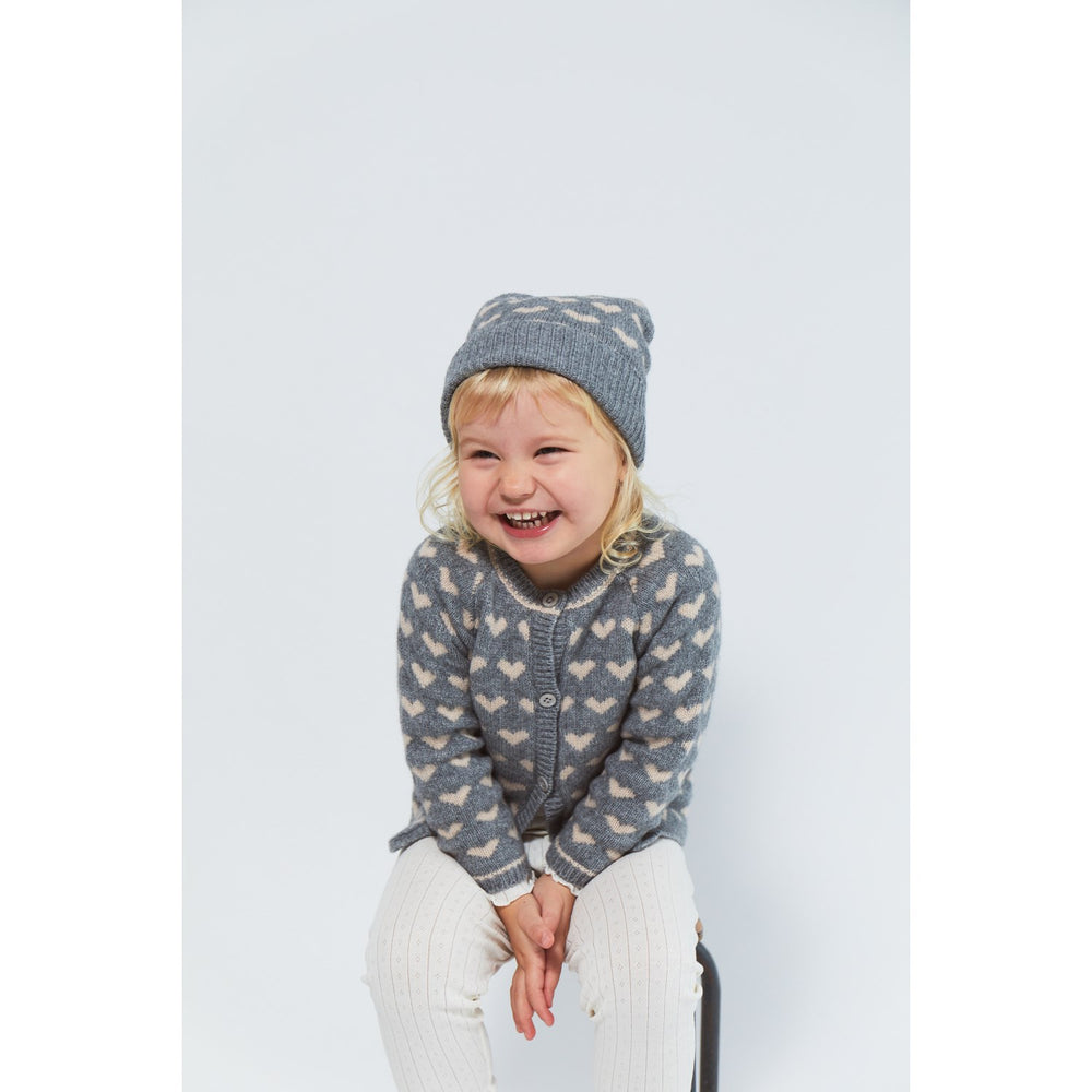 Køb COPENHAGEN COLORS Grå Mel/Taupe Combi Cashmere Beanie W. Hearts & Pompon