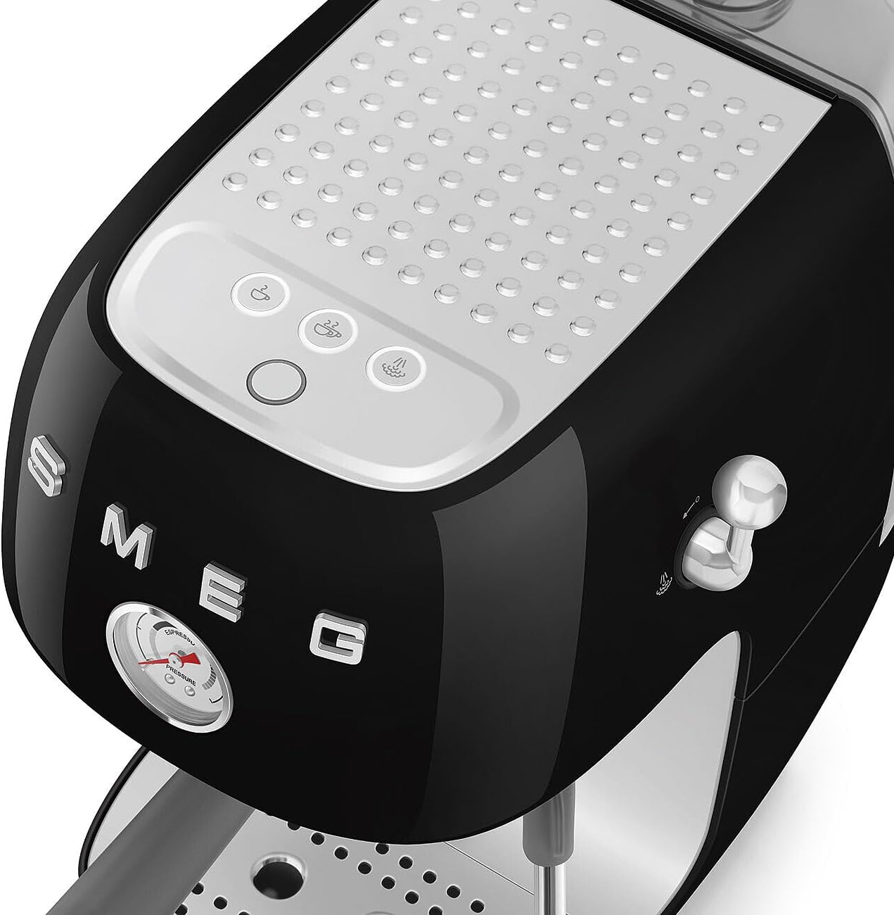 Smeg, ECF03BLEU Manuelle Espressomaschine, Thermoblock, Cold Brew, Dampfdüse und Manometer, 1,4 l Tank, 1650 W, Schwarz