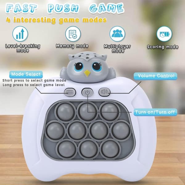 Owl Popit Game - Pop It Pro Light Up Game Quick Push Fidget Spill