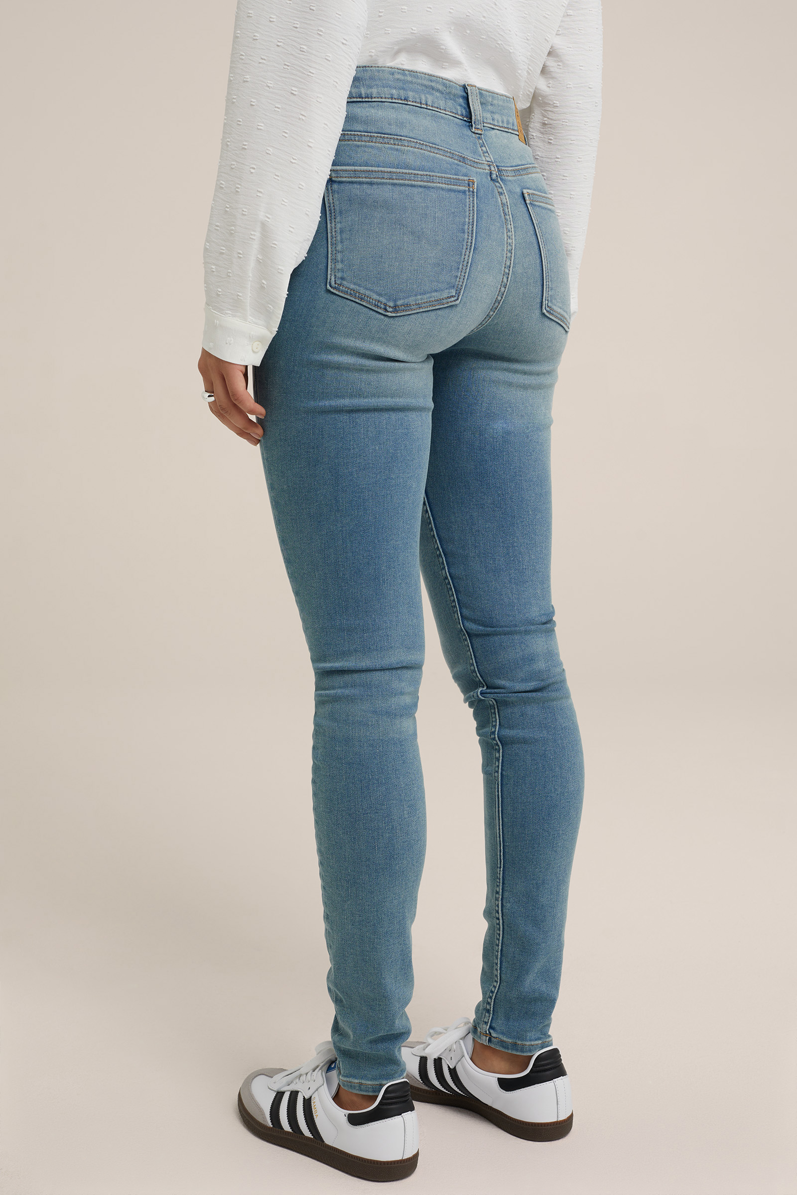 mid rise superskinny jeans met superstrech Blue Ridge Blauw