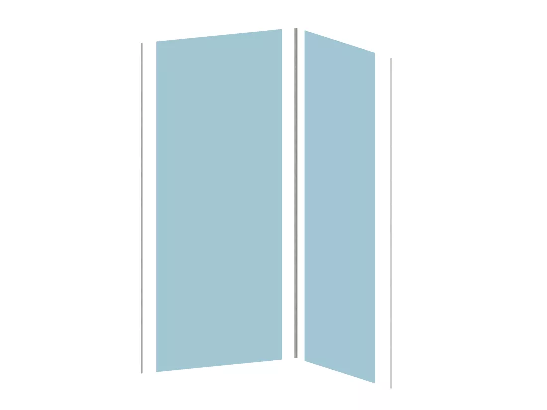 Lot de 2 panneaux muraux de douche bleu en aluminium avec profilés - 2 x L90 x H210 cm - ITZIAR