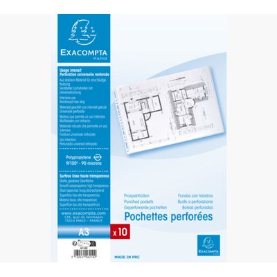 Exacompta - 10 Pochettes perforées - A3 paysage - 9/100
