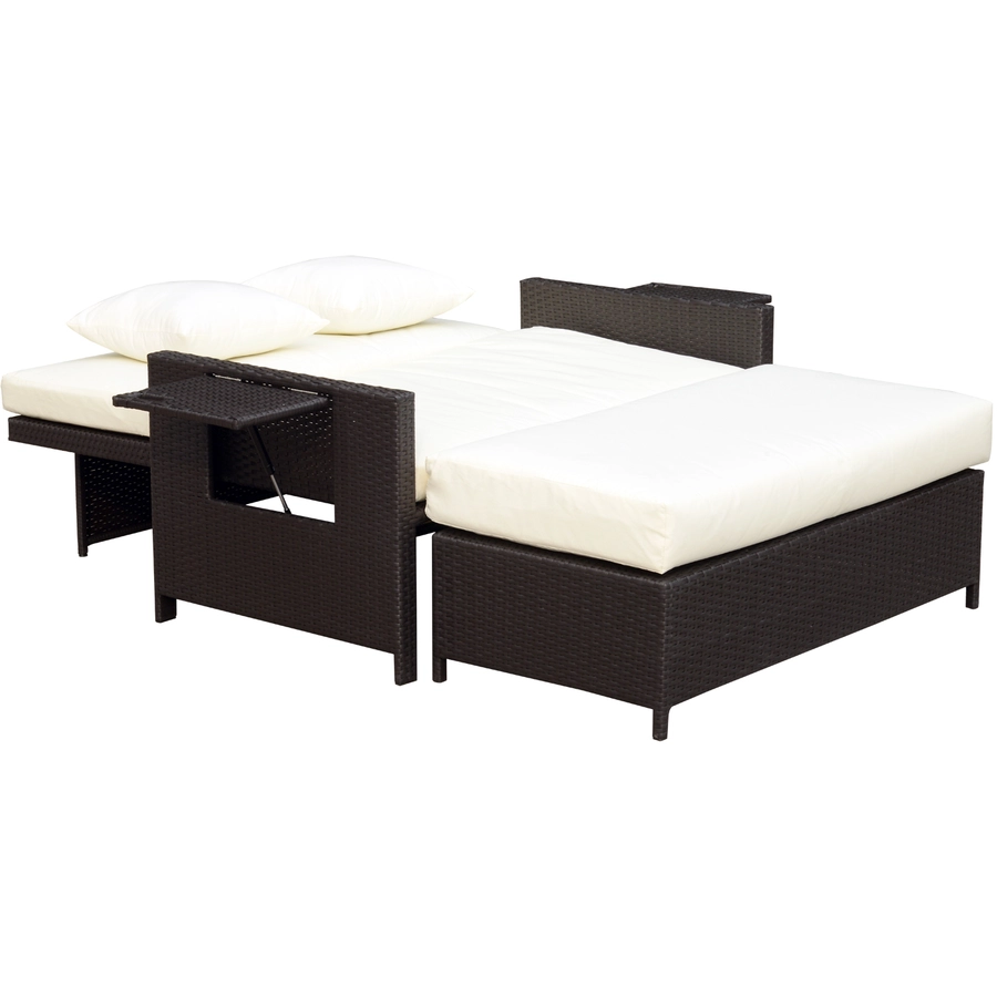 Outsunny Polyrattan Lounge-Sofa mit Kissen dunkelbraun
