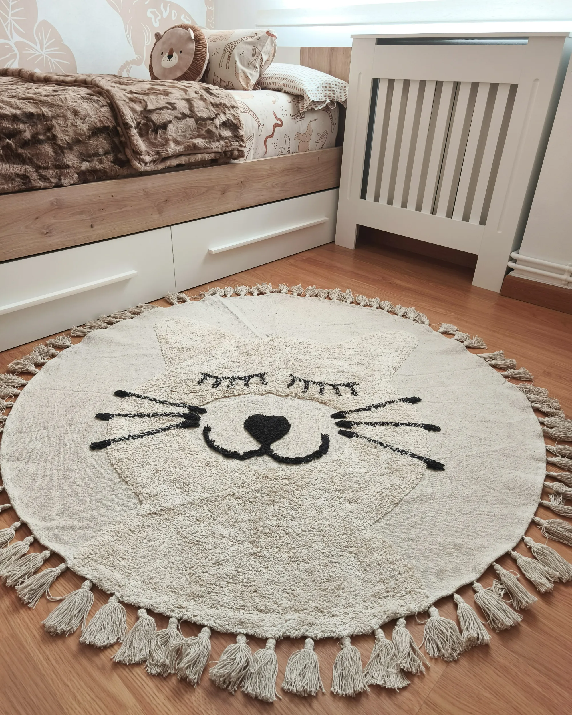 Kindervloerkleed ETSERI Beige ø 120 cm Katoen