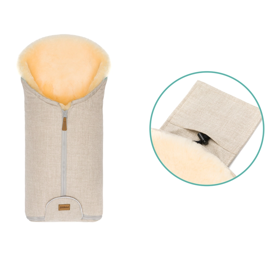 fillikid Winterfußsack Pamir für Babyschale Echtfell Sand Melange