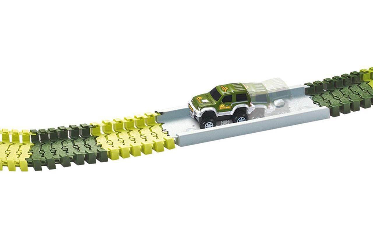 Magic Traxx Bahn Dino-Park Mini Set mit BrückeDino-Park Rennstrecke mit Brücke und Geländewagen
