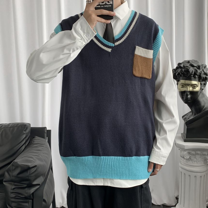 Acrius - V-hals tweekleurig vest