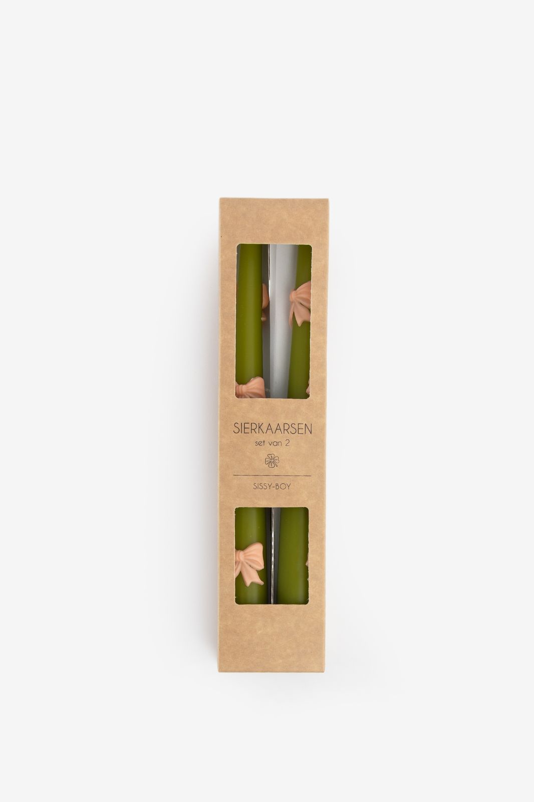 Groene sierkaarsen met strikjes