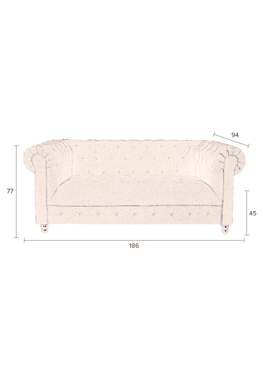 3-zits bank Chester velvet Dutchbone Chester Velvet 3-zits bank goud