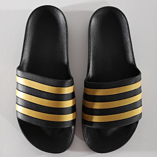 Claquettes Adilette Aqua EG1758 Noir Doré
