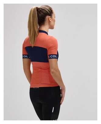 Maillot Manches Courtes Femme Le Col Sport Bleu/Orange