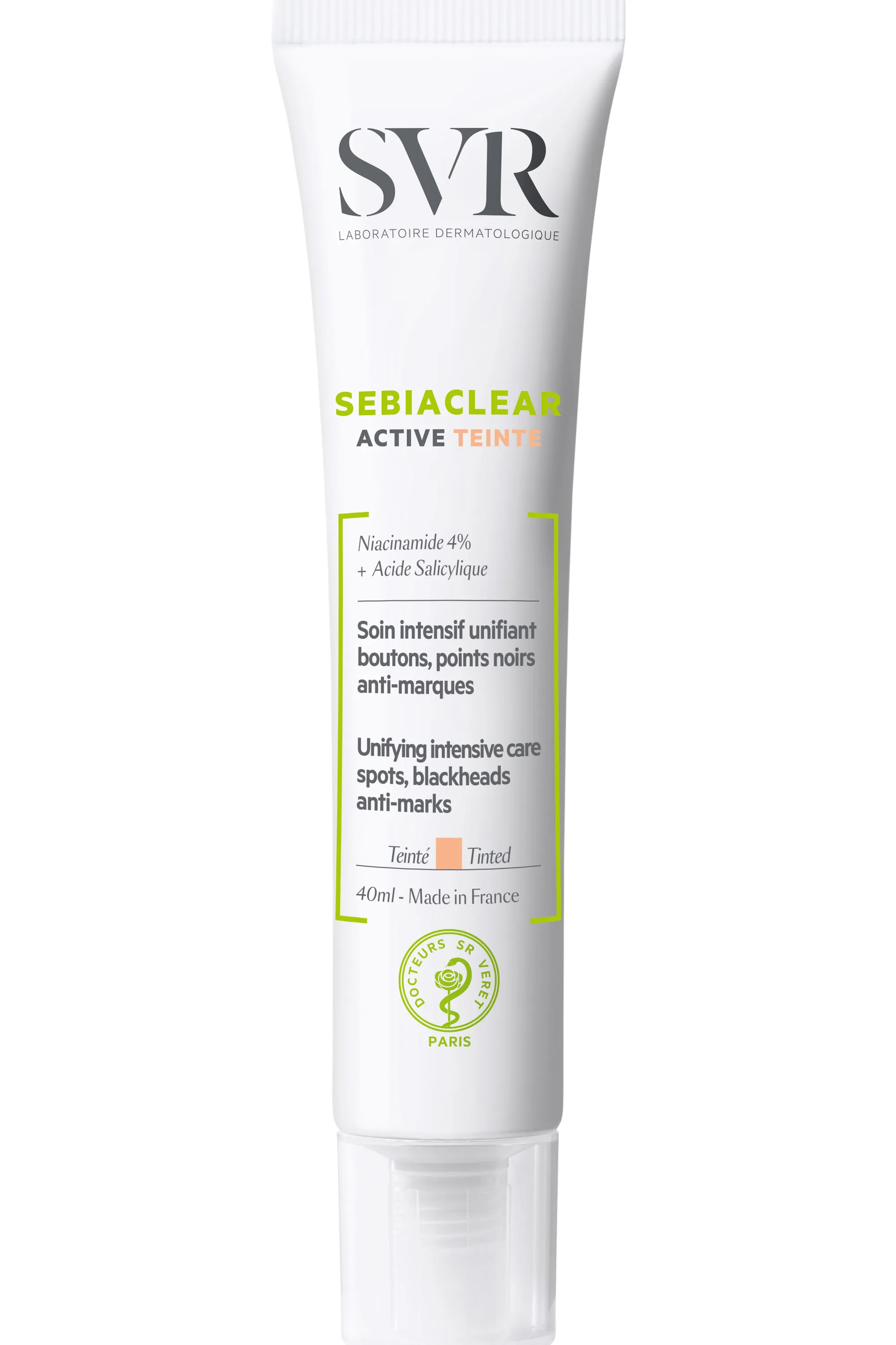 SVR Soin teinté intensif unifiant boutons, points noirs, anti-marques Sebiaclear-40 ml