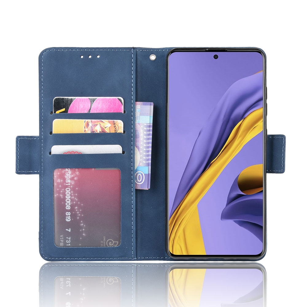 Samsung Galaxy A51 (2019) Leder Tasche Flip Cover im Retro Look mit Kartenfächer - Blau