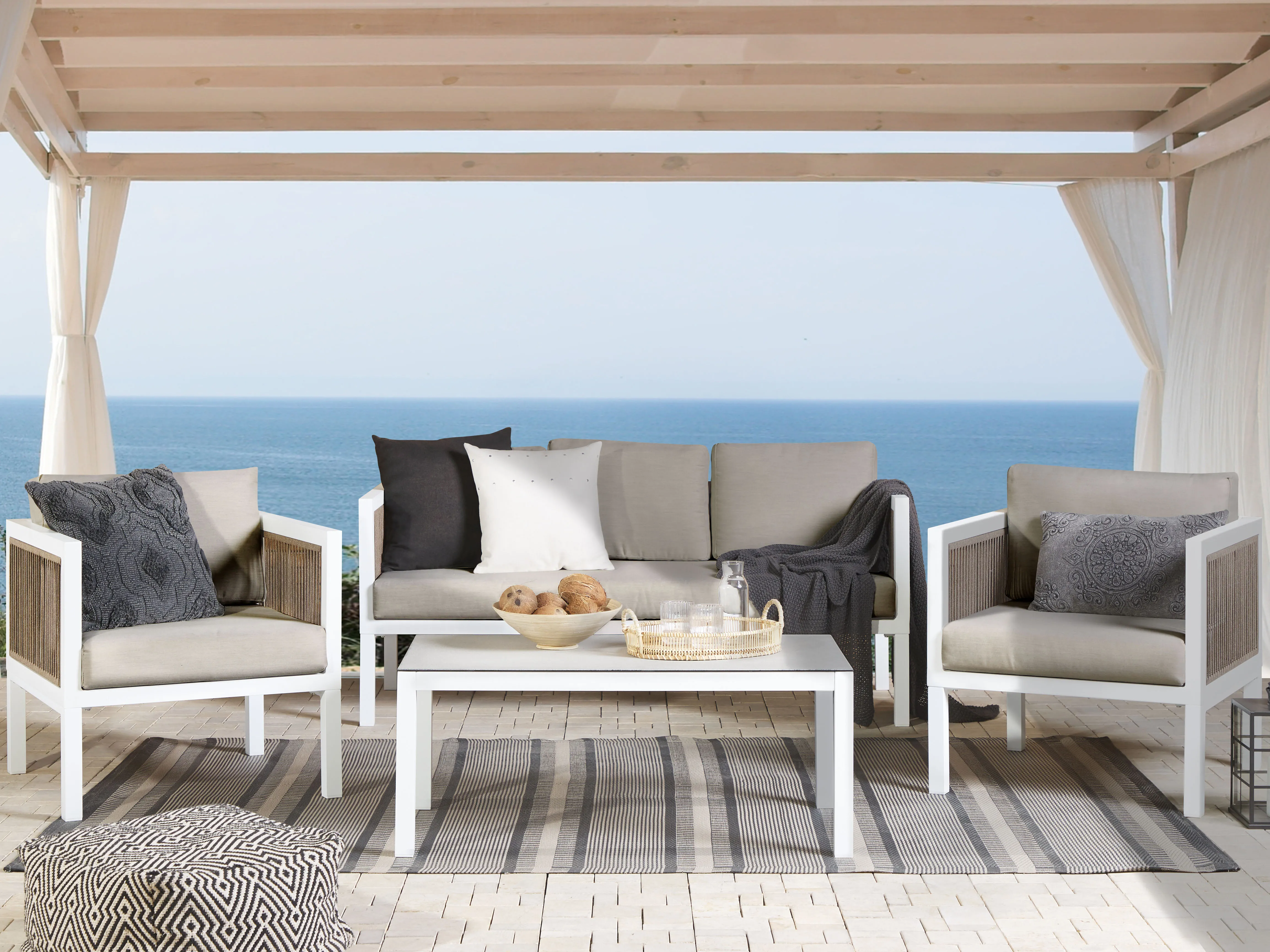 Loungeset met tafel 5-zits BORELLO Metaal Wit