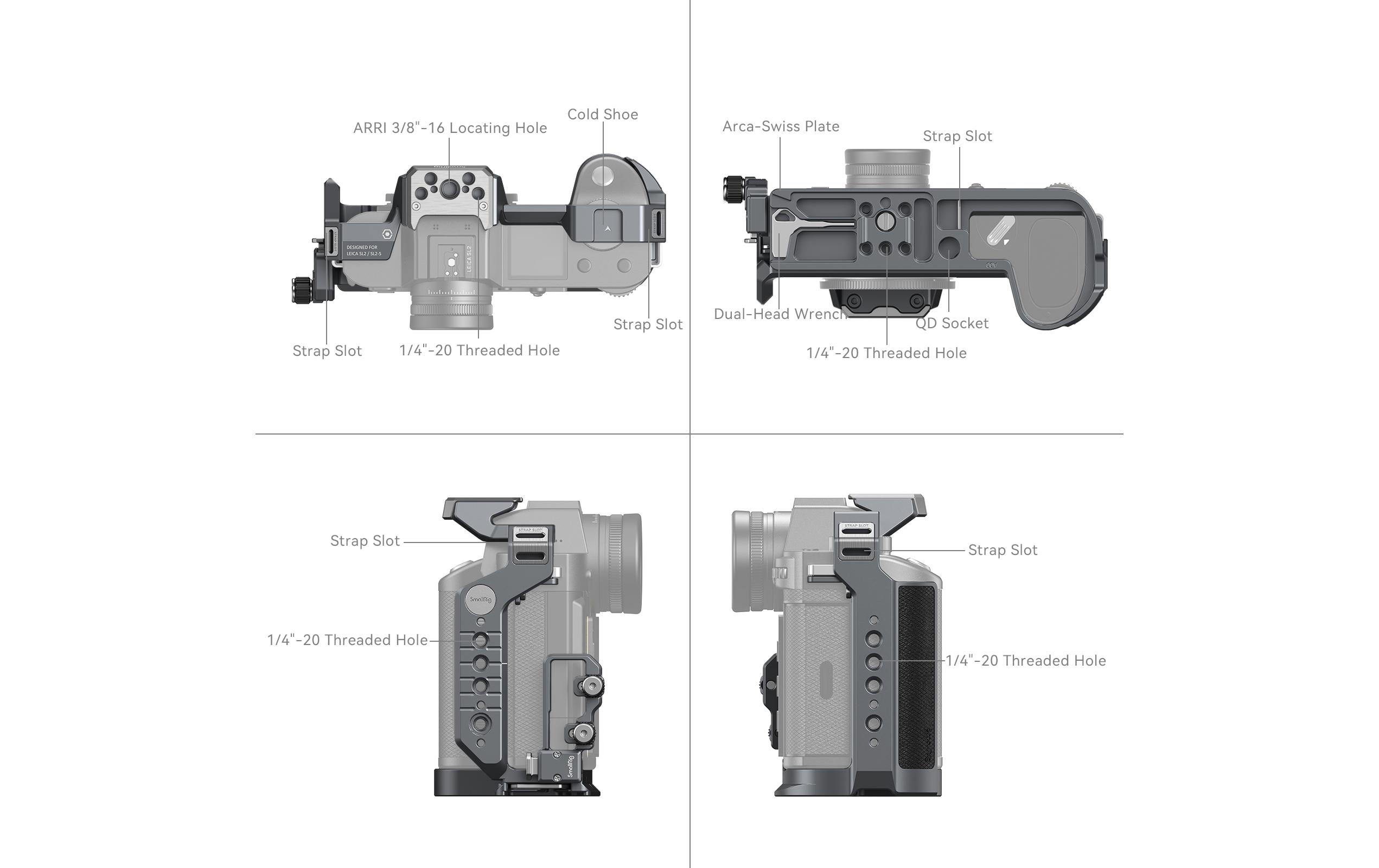 Cage für Leica SL2/SL2-S<br>Kamerakäfig zum Schutz der Kamera und zur Befestigung von Zubehör