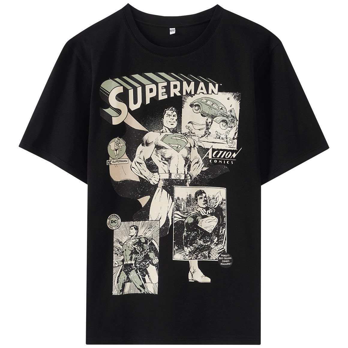 Yigga Superman T-Shirt mit großem Print schwarz