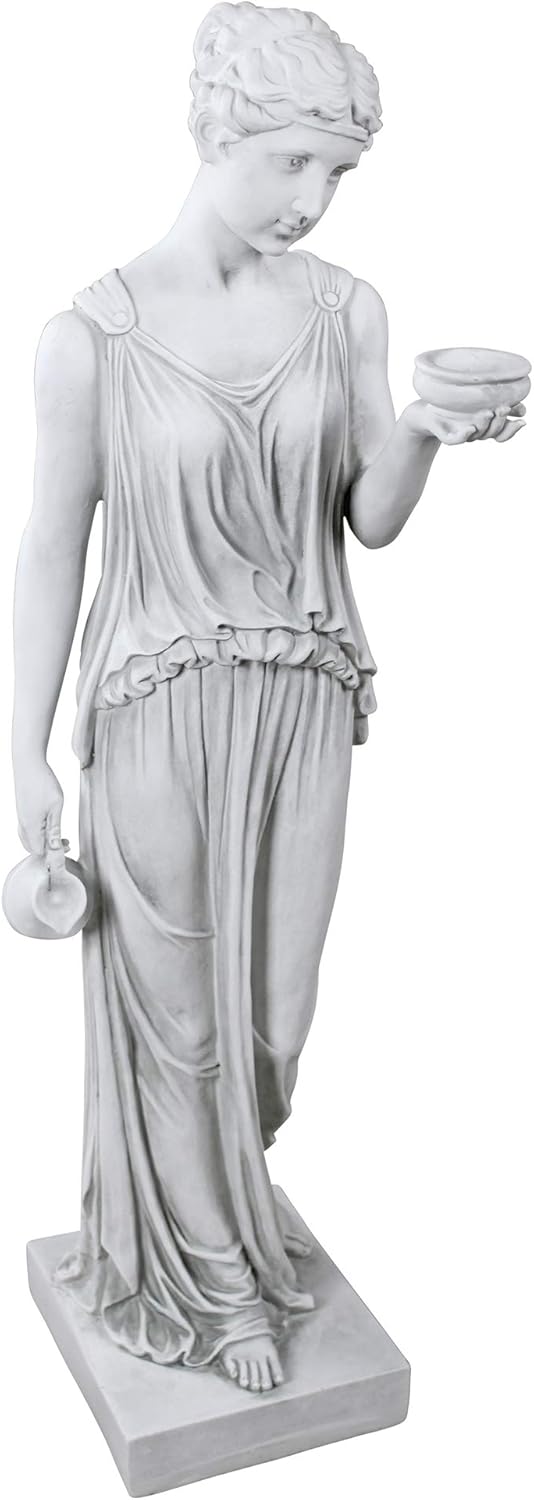 Design Toscano Hebe, die Göttin der Jugend griechische Gartenstatue, Polyresin, antikes steingrau, groß 81 cm