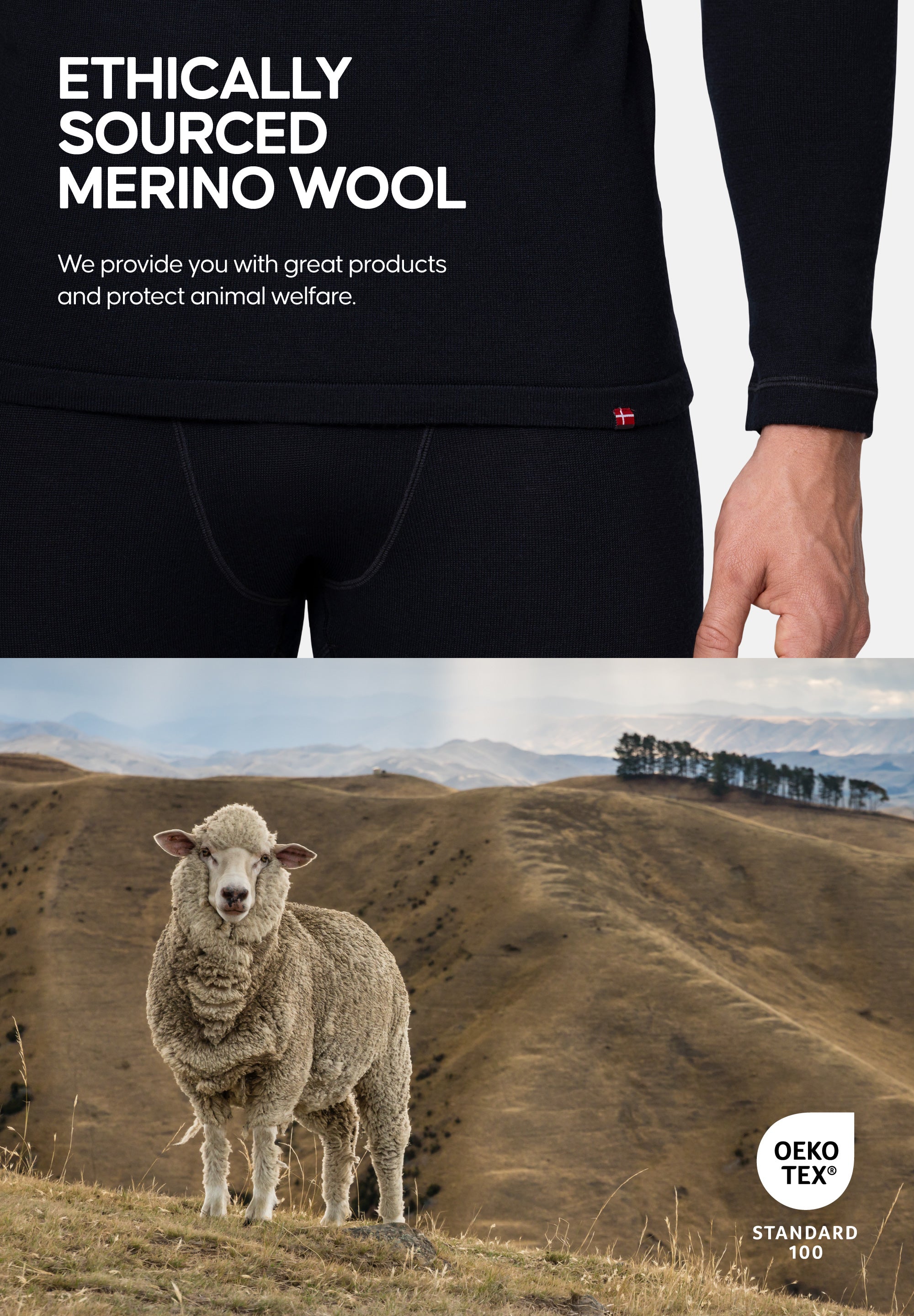 KRAFTIGT MERINOULD BASELAYER SÆT TIL MÆND