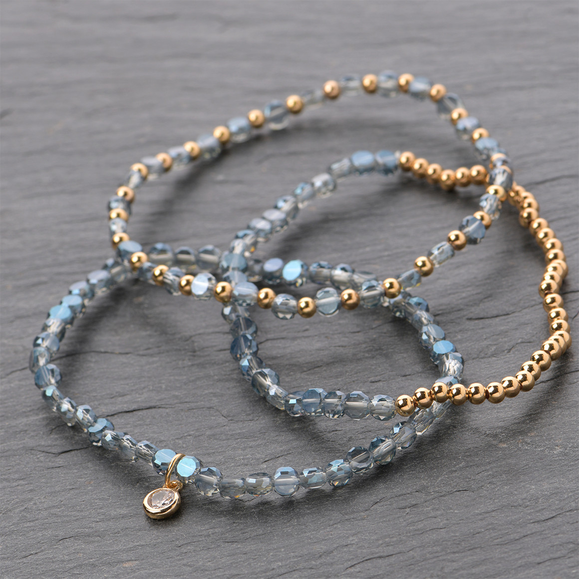 Gina Benotti 3 Damen Armbänder im Set blaugrau