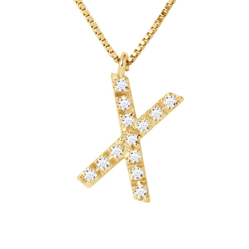 Collier ALPHABET Diamants 0,07 Cts  LETTRE 