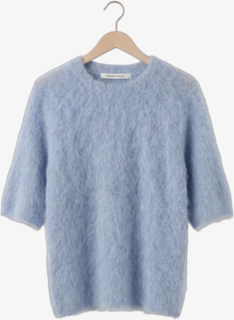 lichtblauwe second female truien/vesten karla knit ss o-neck