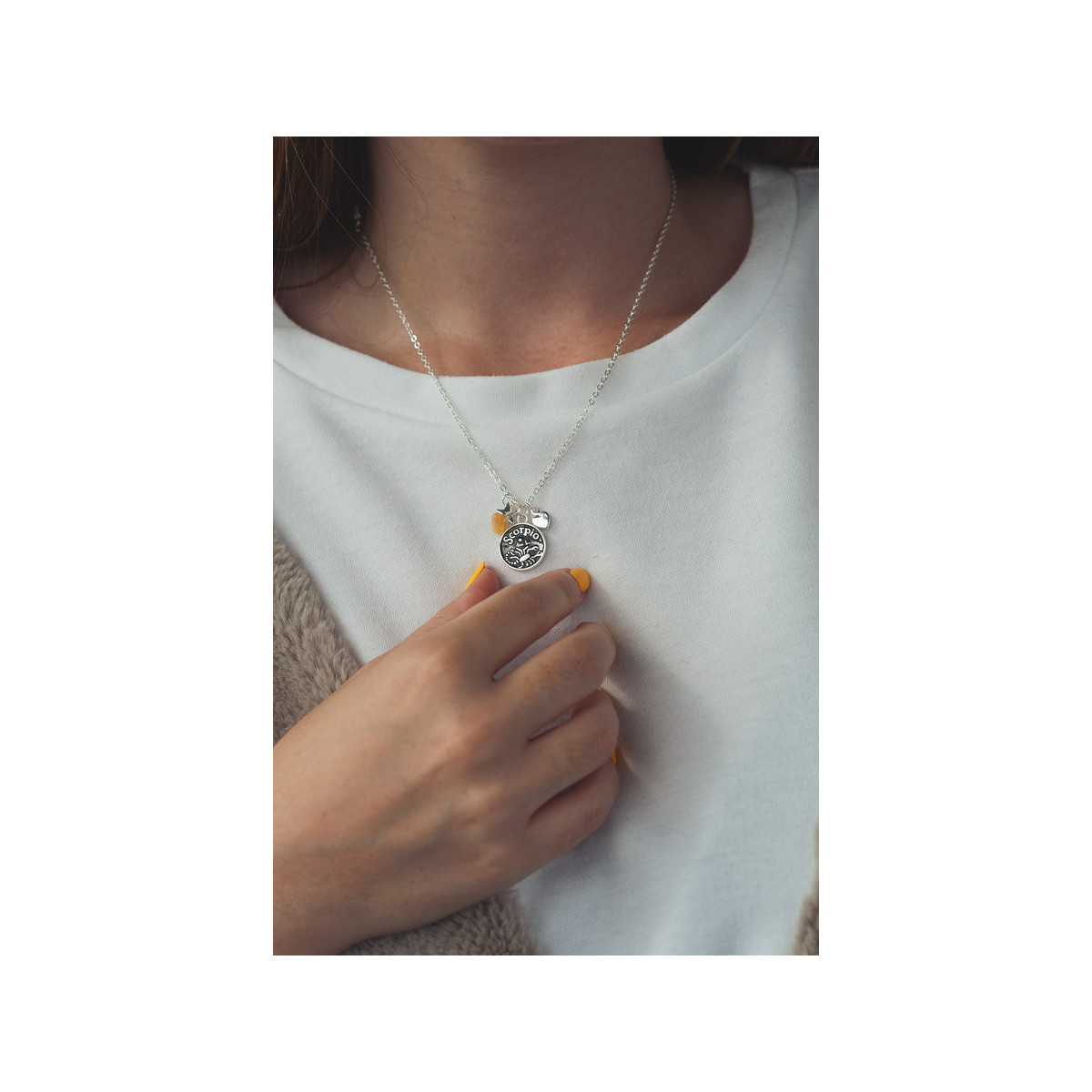 Collier laiton rhodié scorpion